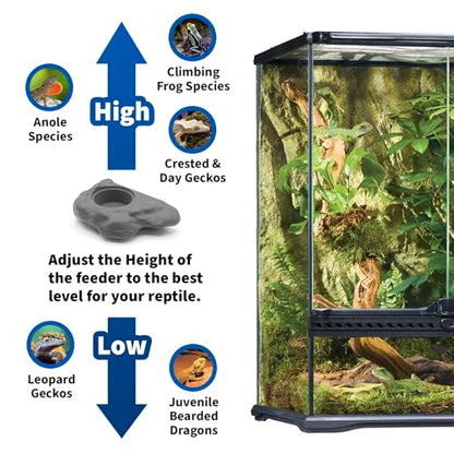 Pangea Silicone Gecko Feeding Ledge - Magnetic Mini Food Dish for Reptile Tank - 4.125" x 2.625" x 1.18" - Fits 0.5oz Cups (Gray) - color: Gray