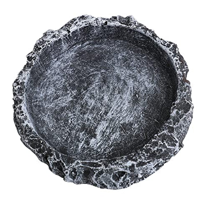 Set of 2 Slate Reptile Basking Rock Platform, Reptile Feeding Water Dish Food Bowl