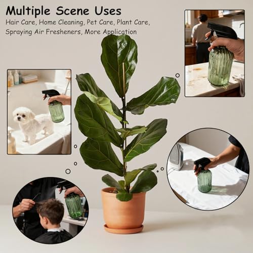 YYTSGG Glass Handheld Spray Bottle, 13.5oz Refillable Water Spray Bottle, Reusable Adjustable Nozzle Plant Mister Spray Bottles Indoor, Plant Mister for Hair, Cleaning, Gardening, Pets Care (Green) - color: Green