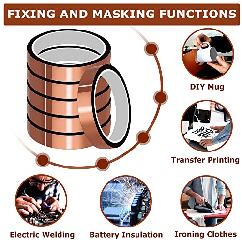 High Temperature Tape Heat Tape Heat Resistant Tape Heat Transfer Tape Heat Tape for Sublimation No Residue 10mm X 33m 108ft - color: Brown