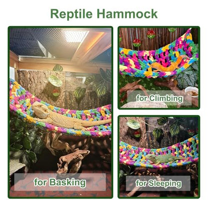 Bearded Dragon Hammock, Soft Reptile Hammock with Suction Cups, Fabric Bearded Dragon Hanging Hammocks Lounger Bed with Climbing Toys, Gecko Tank Accessories for Lizard, Chameleon (Red S) - color: Red Bearded Dragon Hammock : S