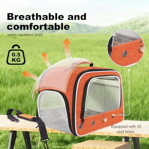 halinfer Large Bird Carrier Cage, Portable Bird Carrying Bag with Metal Tray and Grate to Transport Medium and Large Birds Like African Grey, Long Tail Cockatiel and Parrot - color: Orange