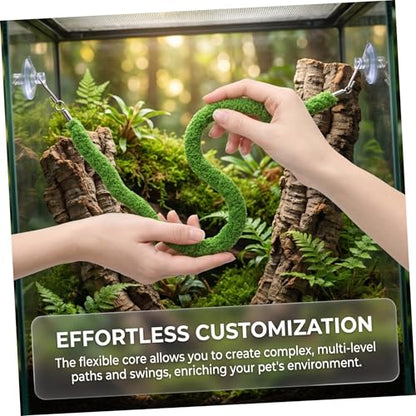 Toyvian Reptile Climbing Vines and Terrarium Rope, 50cm Artificial Moss Simulation Vine for Lizard and Bearded Dragon Habitat, Flexible Swing Accessory for Reptile Tank Decor