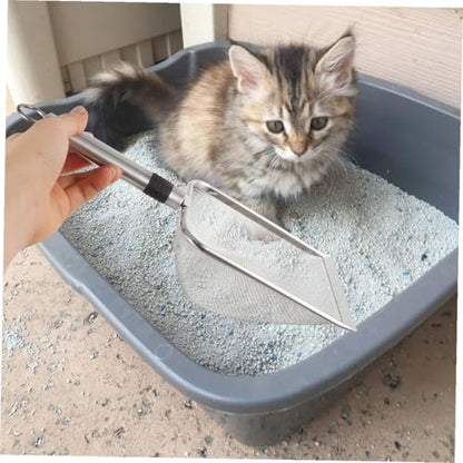 Luxshiny Reptile Litter Scoop Stainless Steel Metal Shovel 1.5x1.5mm Mesh Sifter for Indoor Terrarium Substrate Pet Waste Removal