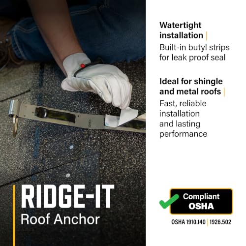 Guardian 00510 Double D Ring Ridge-It Roof Anchor Zinc-Plated Stainless Steel OSHA and ANSI Compliant 18 inches - size: 18'', style: Double D-Ring