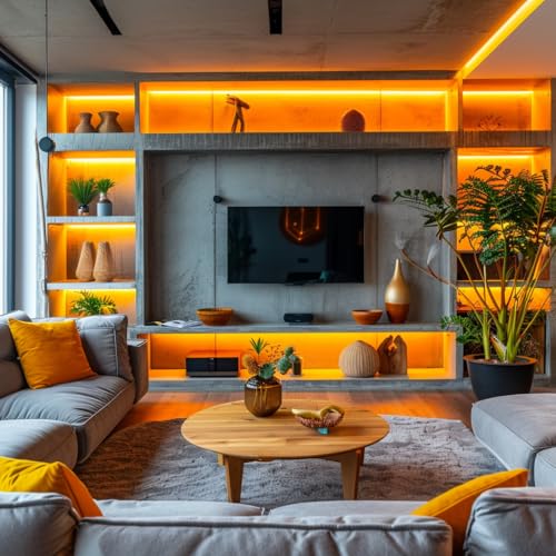 LED Strip Lights 24V COB Gold Yellow Lighting16.4ft (No Power Supply) | Super Bright, Dotless High Density 14W/m, 8mm Width Cuttable Flexible, Home DIY Commercial Decoration - color: Gold Yellow (Only LED Strip)