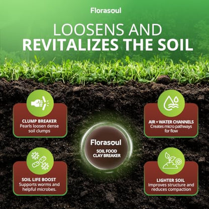 Florasoul® Clay Breaker Soil Amendment (6.6 lbs) – Revitalize Heavy Clay & Compacted Soil – Plant-Based & Vegan Formula – Enhances Drainage & Aeration – for Gardens, Lawns & Flower Beds - color: Clay