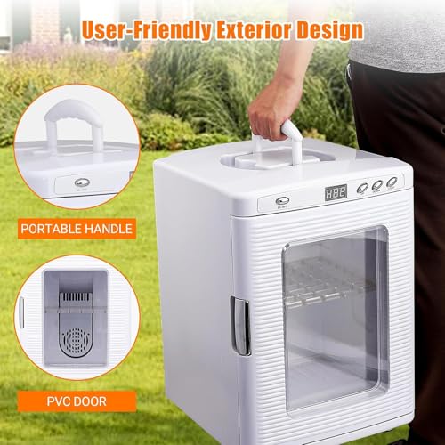 25L Egg Incubator with Precise Digital Thermostat for Heating and Cooling 10°C to 60°C Ideal for Small Reptiles Birds or Laboratory Use 12V/110V White