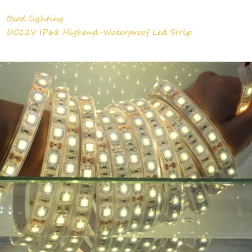 BSOD Outdoor LED Strip Lights Waterproof,Warm White IP68 Led Strip 12v Boat Underwater Lights 16.4ft 5050 SMD 300 Led Tube Flexible Rope Light for Swimming Pool Boat Fish Tank - color: Warm White