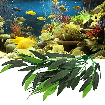 Artificial Reptile Plants Lifelike Plastic Plant Hanging Leaves Decoration with Suction Cup for Reptile Terrarium Fish Tank (T-044F) - size: T-044F