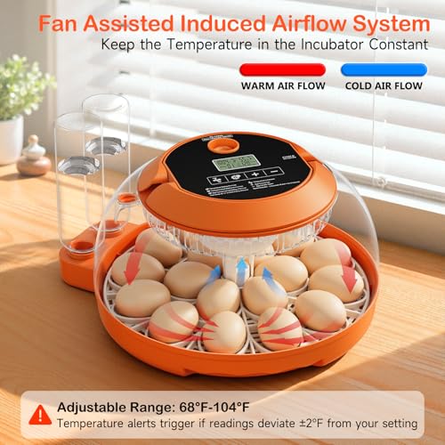 Incubators for Hatching Eggs 18 Egg Automatic Egg Turning and Humidity Control Incubator for Chicken Duck Home Classroom Lab