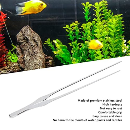 Aquarium Tweezers, 45cm Stainless Steel Feeding Tongs, Rust Long Handle for Reptile, Plant, and Deep Tank Use (Straight Tweezers) - size: Straight Tweezers
