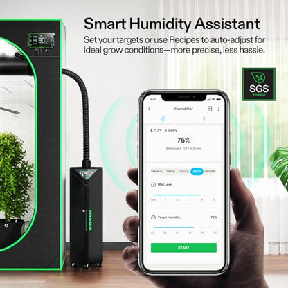 VIVOSUN AeroStream H19 Intelligent Environmental 19L Humidifier with Temp & Humidity Probe, Top Control Panel, Smart Remote Control, Designed Specifically for Use with Grow Tents - size: 19 L