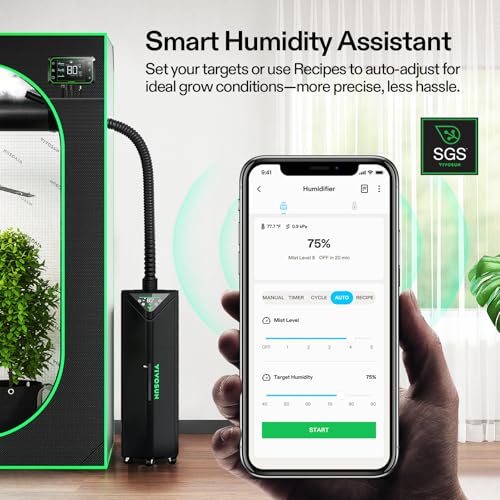 VIVOSUN AeroStream H19 Intelligent Environmental 19L Humidifier with Temp & Humidity Probe, Top Control Panel, Smart Remote Control, Designed Specifically for Use with Grow Tents - size: 19 L