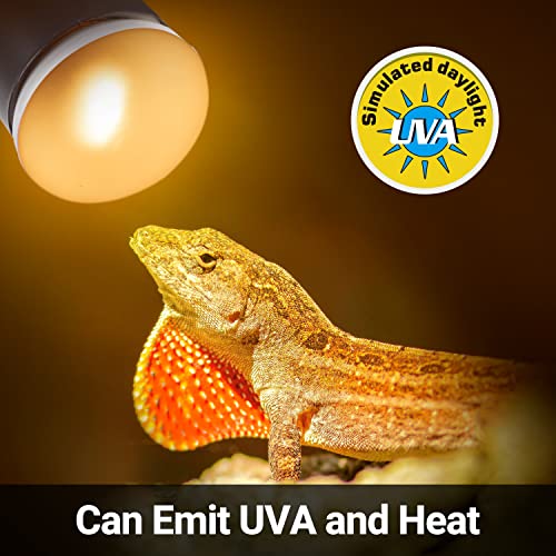 REPTI ZOO 25W Upgraded Nano Reptile Daylight Basking Spot Heat Lamp Bulb 2 Pack, UVA Full Spectrum Sun Light Daytime Heating Lamp for Reptile and Amphibian