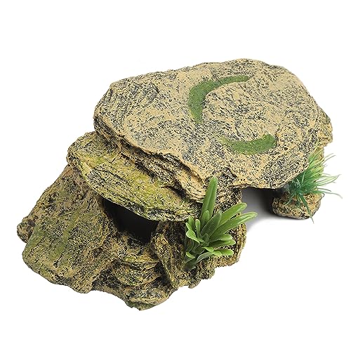 IBWell Leopard Gecko Hide Small Reptile Hides Resin Mini Reptile Basking Rock Humid Hide Turtle Cave Lizard Hide Reptile & Amphibian Habitat DÉCor