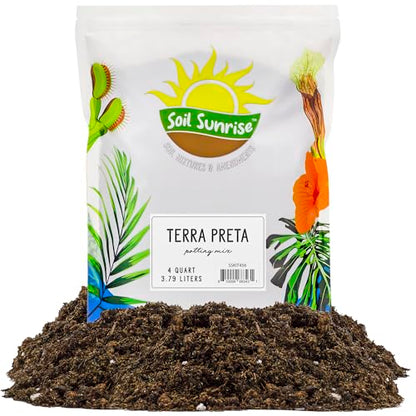 Soil Sunrise Terra-Preta Inspired Potting Soil (4 Quarts) Biochar-Enriched Sustainable Mix for Indoor/Outdoor Plants - size: 4 Quarts