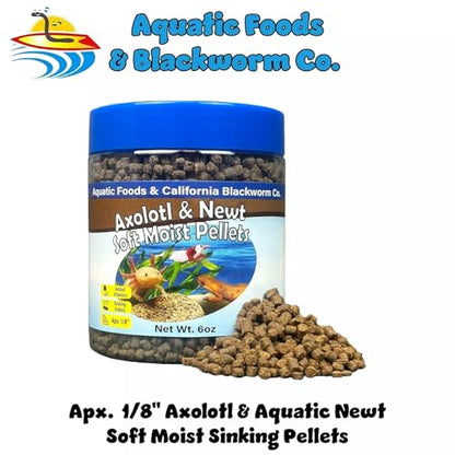 Axolotl Pellet Food 1/8" Soft Moist Sinking Pellets for Juvenile Axolotl Also Shrimp, Snails, Crayfish, Bottom Tropical Fish, Blackworm Pellets Included 6oz Canister - size: 6 Ounce (Pack of 1)