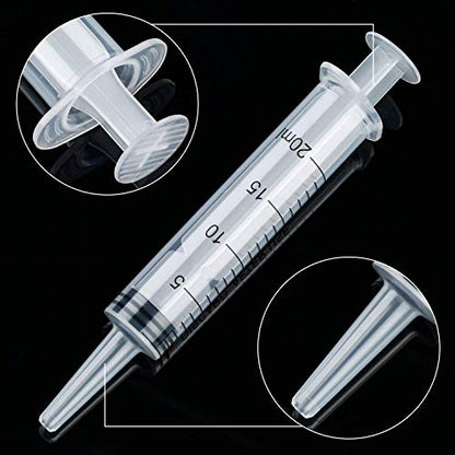 Large Plastic Syringe with Tube 60ml & 20ml with 13inch Tubing for Scientific Labs, Measuring, Watering, Refilling, Filtration, Feeding Pets, Oil or Glue Applicator, 4pcs - size: 2pcs 20ml + 2pcs 60ml