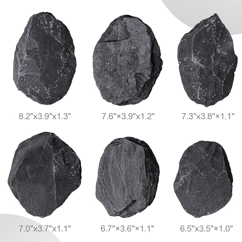 6.1-8.1 Inches Natural Slate Rock, 6 PCS Large Flat Aquarium Stones for Aquascaping, Terrariums, Reptile Tanks & Aquarium Décor