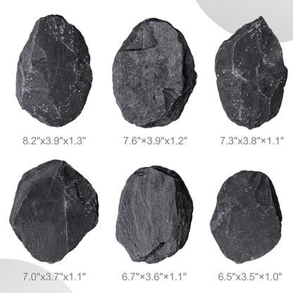6.1-8.1 Inches Natural Slate Rock, 6 PCS Large Flat Aquarium Stones for Aquascaping, Terrariums, Reptile Tanks & Aquarium Décor