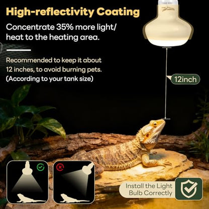 Reptile Heat Lamp, 2 Pack 75W Simulated Natural Sunlight Heat Lamp Bulbs Reptile Warm Light Lamps UVA Daylight Basking Light for Bearded Dragon Chameleon Turtle Snake Gecko Lizard Chicken, White - color: White(75w), size: Day