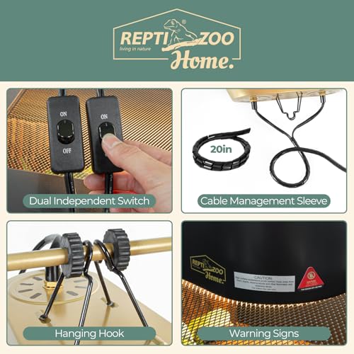 Dual Reptile Light Fixture with Dual Lamp Stand