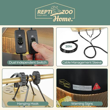 Dual Reptile Light Fixture with Dual Lamp Stand
