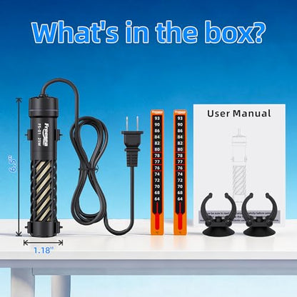 FREESEA Aquarium Heater for Fish Tank: 25W Preset 78°F - 24/7 Stable Temperature Worry-Free Keeping - Auto-Off Out of Water - 1–5 gal Betta Turtle & Saltwater Tank - size: 25W(1-5 Gallon)