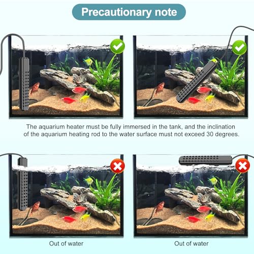 Submersible Aquarium Heater 100W/200W/300W/500W, Fish Tank Heater with high-Temperature Protection and Turtle Tank Heater with Automatic Power-Off When Leaving seawater or Freshwater. - size: 300W