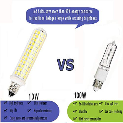 New Upgrade -E11 led Bulb,125 LEDs 100W 120W Halogen Bulbs Equivalent, 10w 1100lm, E11 Mini Candelabra Base White 6000k,AC 110V/130V,JD T3 T4 Bulb (2 Packs) - color: White*2, size: 2 Count (Pack of 1)