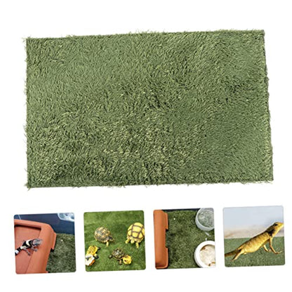 Yardwe Turtle Tank Decorations Reptile Decor Snake Habitat Mat Fake Lawn Mat Reptile Heat Pad Washable
