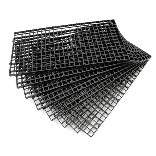 Aquarium Fish Tank Bottom Isolation 8 Pcs, Plastic Egg Crate Grid Divider Tray Egg (S 8pcs Black) - size: S 8pcs Black