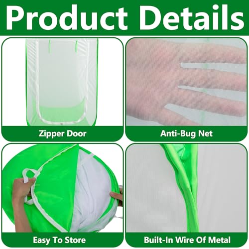59" x 35" x 35" Pop Up Garden Mesh Plant Cover, Plant Protectors Mesh Plant Enclosure, Garden Net Cage Pest Protection Guard Tent with Storage Bag for Protect Plant Vegetable Fruit from Birds Insects - color: 59 X 35 X 35 Inch
