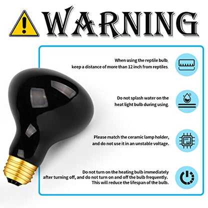 2 Pack 100W Night Heat Reptile Infrared Moonlight Bulb, Black Glass Cover Moonlight Pet Light UVA Spot Lamp for Reptile & Amphibian, Lizard, Bearded Dragon, Chameleon