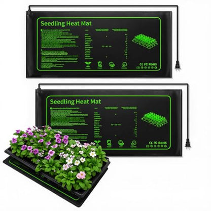 2 Pack Plant Heating Mat, 10”x20.5" Waterproof Seedling Heat Mat for Seed Starting Seeds Germination Plants, 18W Graphene Thick Reusable Heating Pads Fit For 1020 Seedling Trays, Ideal Gardening Gifts - size: 10×20"-2P