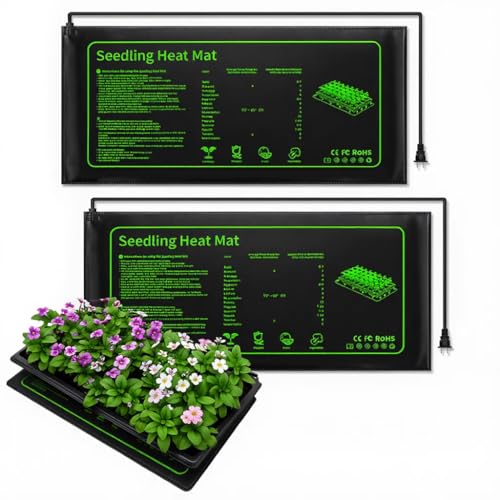 2 Pack Plant Heating Mat, 10”x20.5" Waterproof Seedling Heat Mat for Seed Starting Seeds Germination Plants, 18W Graphene Thick Reusable Heating Pads Fit For 1020 Seedling Trays, Ideal Gardening Gifts - size: 10×20"-2P