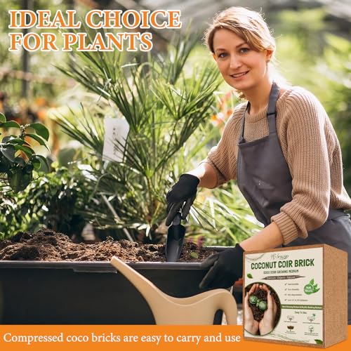 Legigo 10LBS Organic Coco Coir Brick for Plants- 100% Natural Compressed Coconut Coir Brick with Low EC & pH Balance, Coco Coir Fiber Grow Medium Potting Soil for Herbs, Flowers, Plants and Reptile