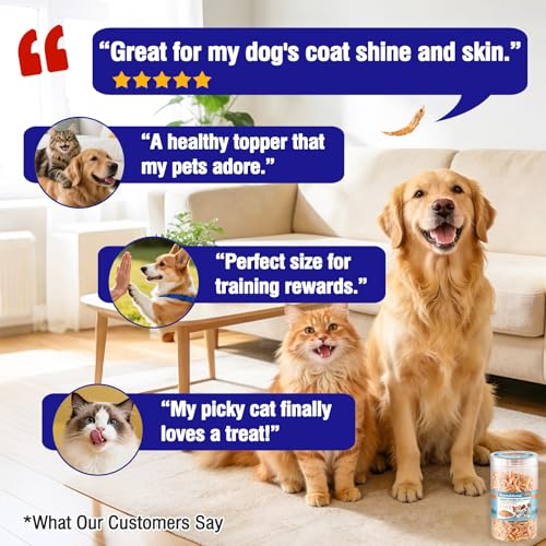 Antarctic Krill Oil Omega-3 Freeze Dried Treats for Cats, Dogs, Turtles & Fish – Premium Aquatic Turtle Food, Healthy Freeze Dried Cat Snacks, Natural Fish Food, 1.7oz