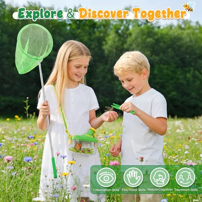 Bug Catcher for Kids, 24PCS Bug Catching Kit with Vest & Bag, Magnifying Glass Butterfly Net Kids Binoculars, Outdoor Exploration Camping Toys Gift Insect Catcher for Boys Girls Age 3-8