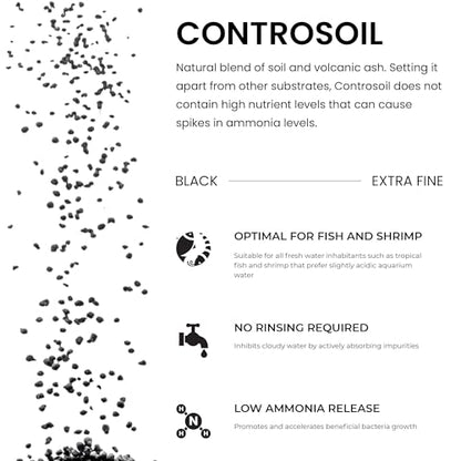 Ultum Nature Systems Controsoil - Freshwater Aqua Soil Substrate for Fish, Shrimp, Live Plant Propagation and Aquascaping - 6.8pH Low Ammonia, Volcanic Ash - Black, Extra Fine (10 Liter) - color: Black - Extra Fine, size: 10 Liters (9.1 kg)