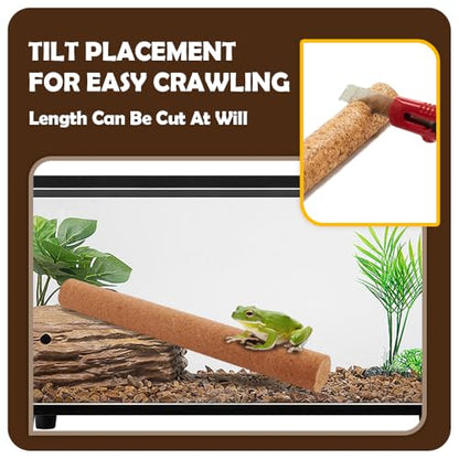 DQITJ 2 Pack Reptiles Climbing Branch Natural Tree Frog Cork Wood Stick Cork Branch for Frog Snake Lizard Bearded Dragon Chameleon