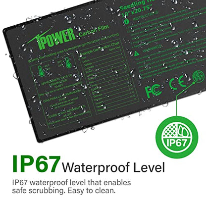 iPower 10" x 20.75" Seeding Heat Mat Upgraded Carbon Film Indoor Warm Hydroponic Plant Germination Starting Pad Durable Waterproof, Black - size: 10" x 20.75", style: 1 Pack