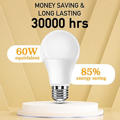 Full Spectrum Light Bulb, 6000K Natural Sunlight Bulbs, 9W 60W Equivalent LED Light Bulb, Natural Light Bulbs A19, E26/E27, 4 Pack - color: 6000k Daylight, size: 4 Count (Pack of 1)
