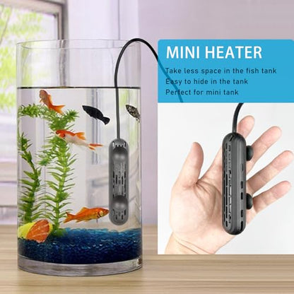 YukiHalu Small Aquarium Heater 25/50/100/150W with Protective Cover, Mini Fish Tank Heater, External Controller, Temperature Adjustable, Digital Display, Used for 5/10/20/30 Gallons (25W-5Gallon) - size: 25W-5Gallon
