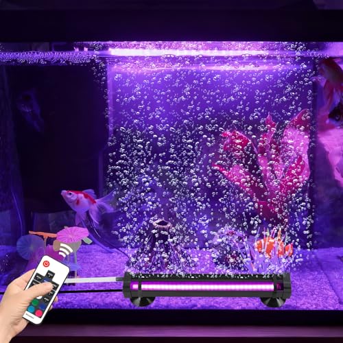 Submersible Bubble Aquarium Light：RGB Aquarium Light with Remote Control Oxygenator for Saltwater Coral Growth - 9 Inch Waterproof Fish Tank Light Designed for Aquarium Breeders - size: 9 inch Nanoscale Bubbles