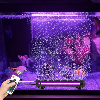 Submersible Bubble Aquarium Light：RGB Aquarium Light with Remote Control Oxygenator for Saltwater Coral Growth - 9 Inch Waterproof Fish Tank Light Designed for Aquarium Breeders - size: 9 inch Nanoscale Bubbles