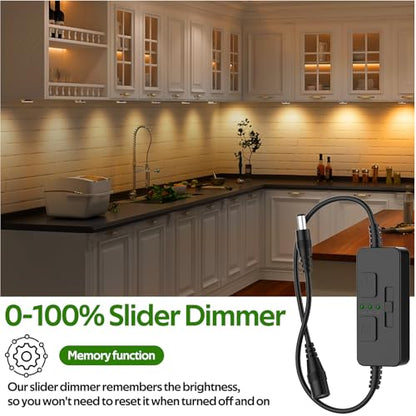 AIBOO Single Color Slider Dimmer with Timer - PWM 1pc DC 5V/12V/24V LED Controller, 36W Max, Slide Brightness Control & Auto-Off for LED Strip Lights, Closet, Counter, Aquarium Lighting (Black) - color: Black