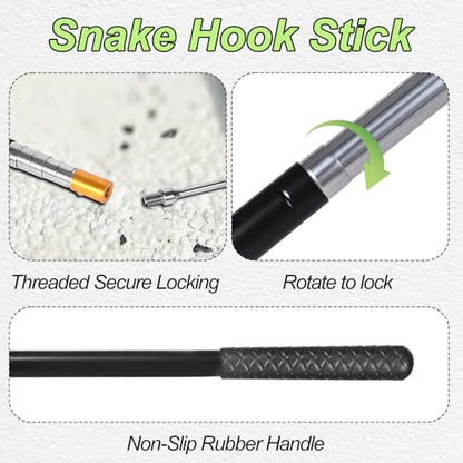 61 inch Snake Hook, Professional Reptile Catcher Handling Tool, Stainless Steel Retractable Pole