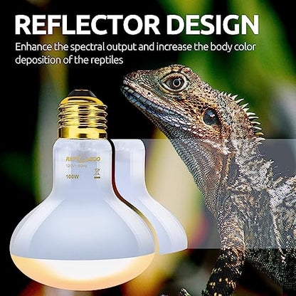 REPTI ZOO Reptile Heat Lamp Combo Pack, 100W UVA Daylight Basking Spot Light Heating Lamp and 26W UVA UVB Reptile Light Energy Saving Spiral Compact Lamp UVB Bulb 5.0 - size: CBL07